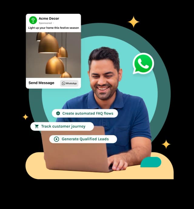 Mobile phone showing automated WhatsApp responses and chatbot integration